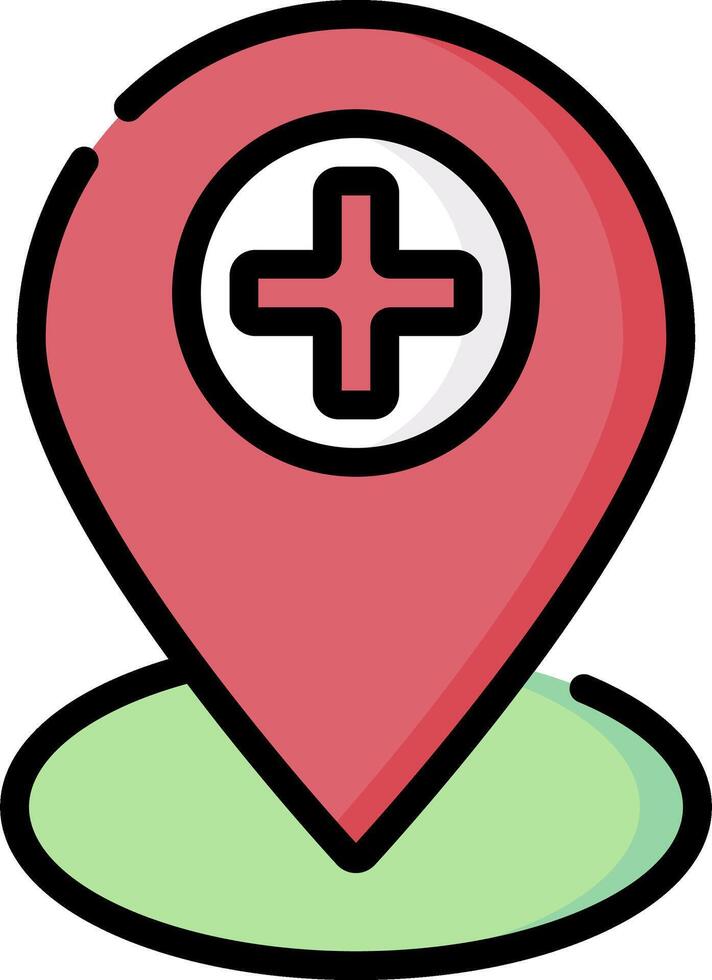 A red pin with a cross on it vector