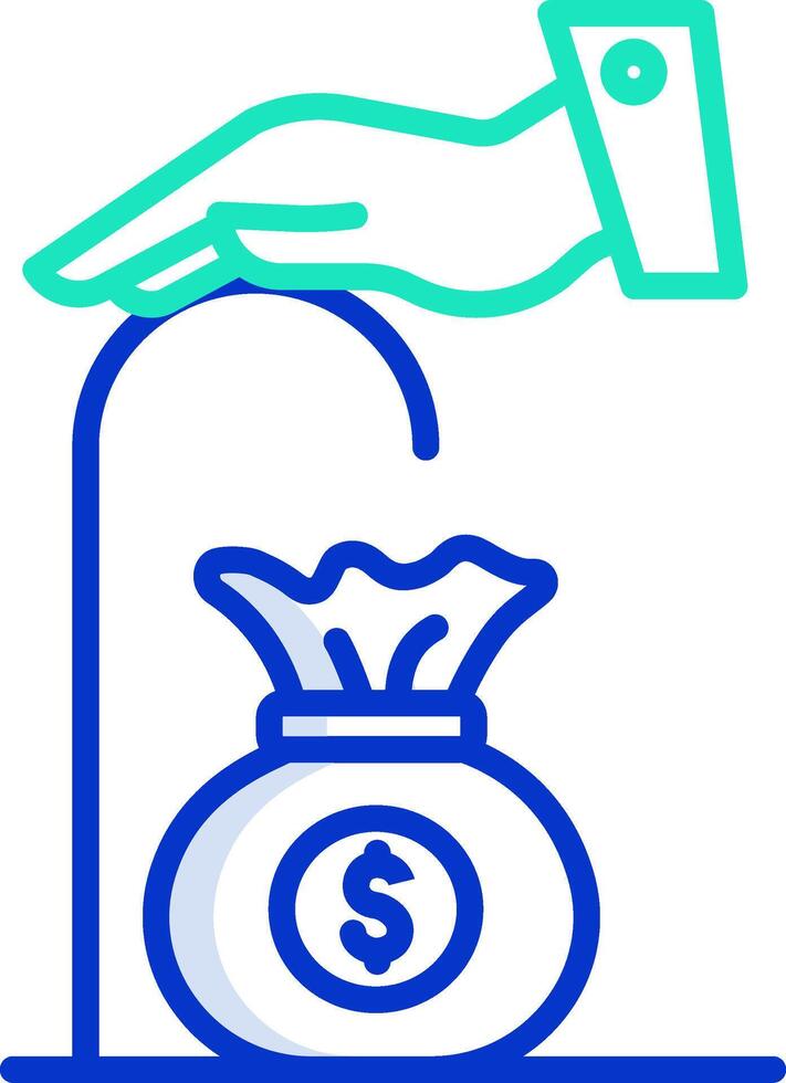 Hand giving money to a bag vector