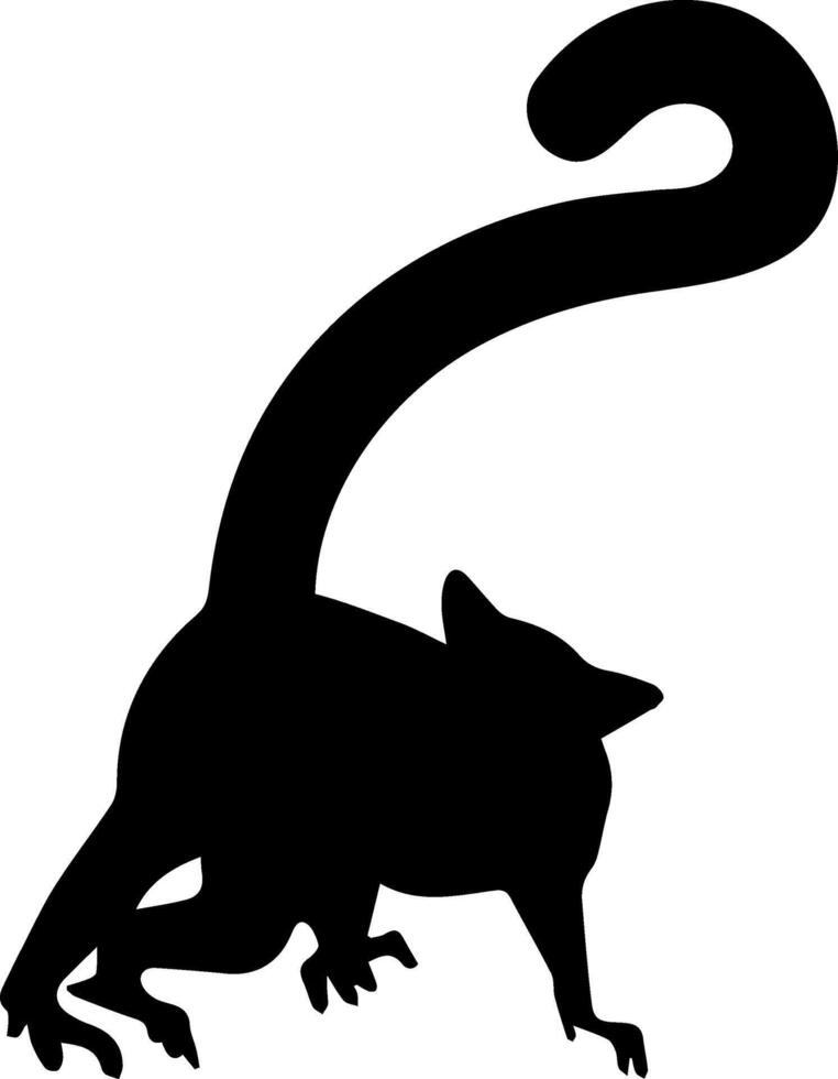 A black and white silhouette of a cat vector