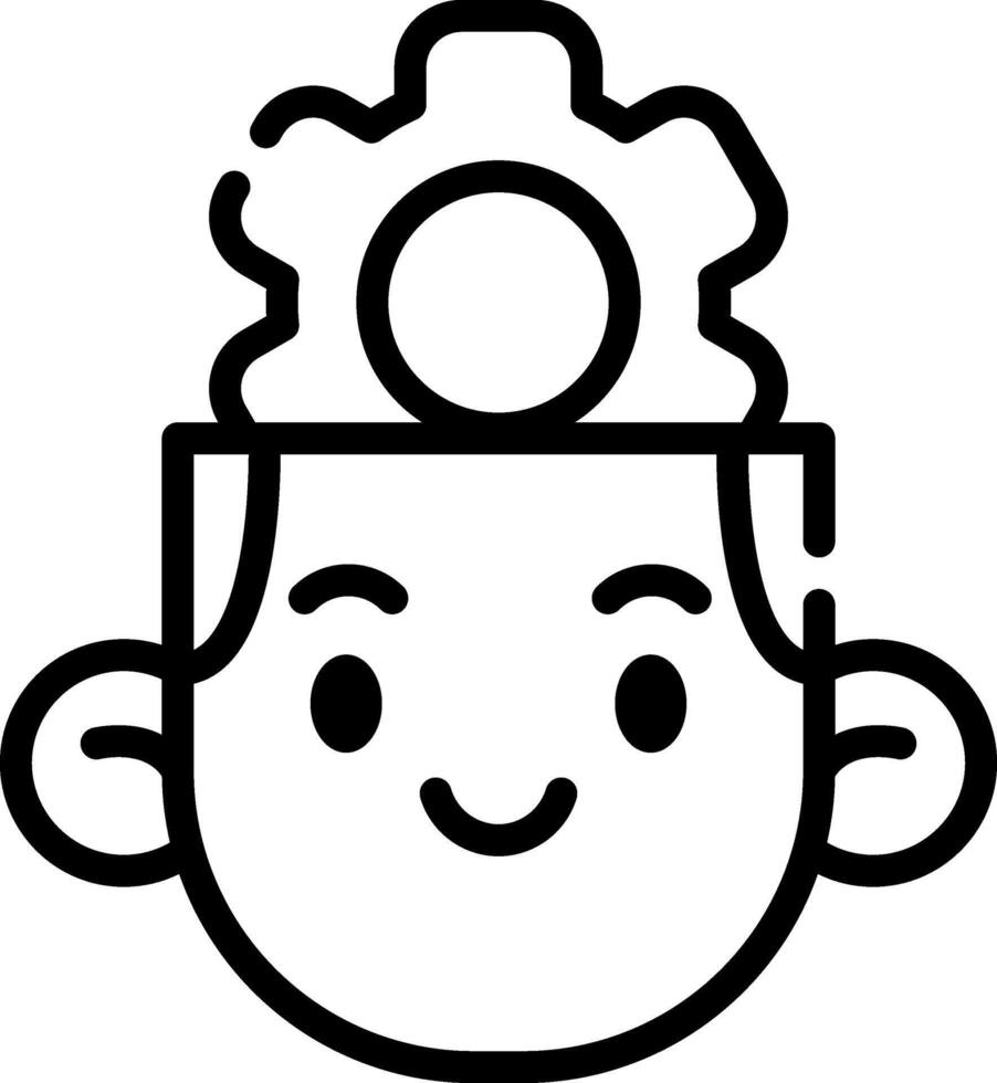 A black and white image of a man with a gear in his head vector
