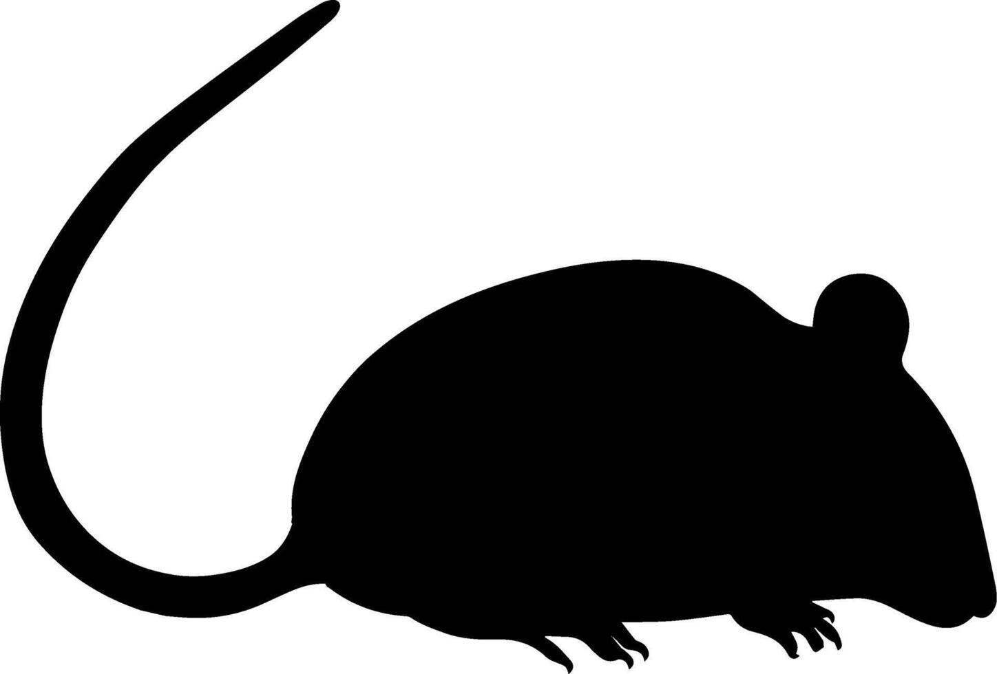 A black silhouette of a mouse on a white background vector