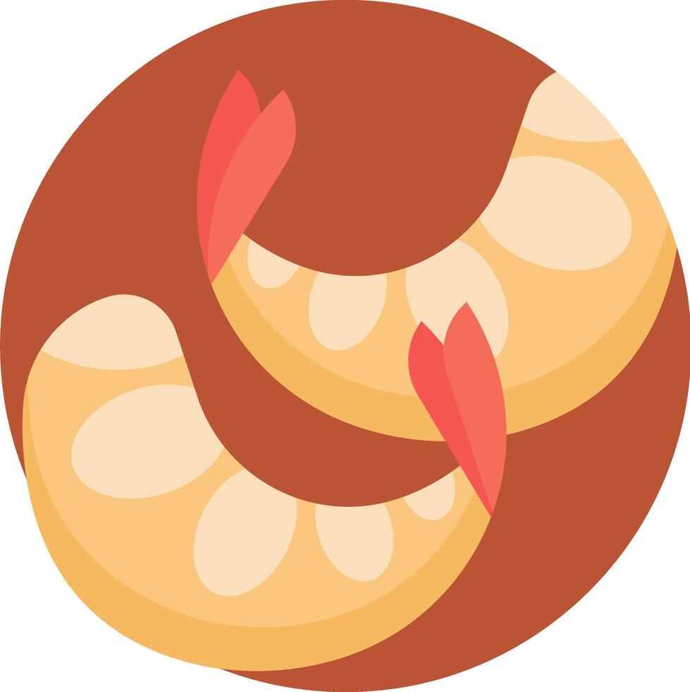 Two red and yellow dumplings with red hearts on them vector