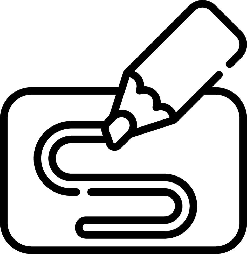 A black and white drawing of a pencil on a piece of paper vector