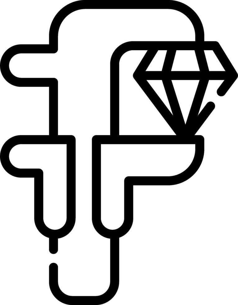 A diamond is shown in the middle of a letter f vector