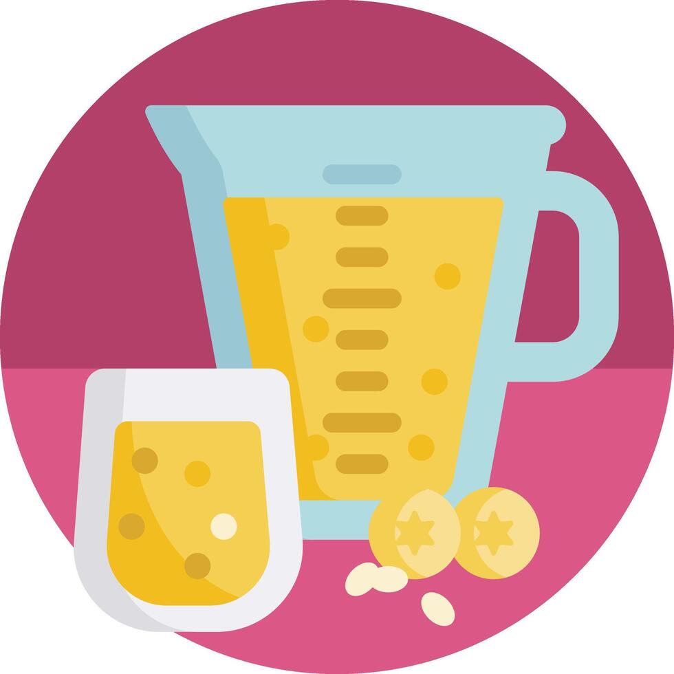A glass of milk and a measuring cup with bananas vector