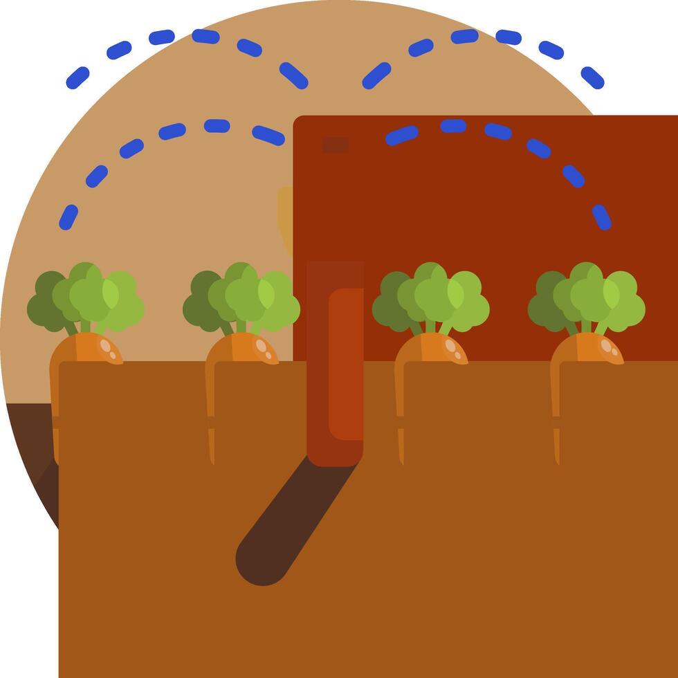 A cartoon illustration of a garden with carrots growing in it vector