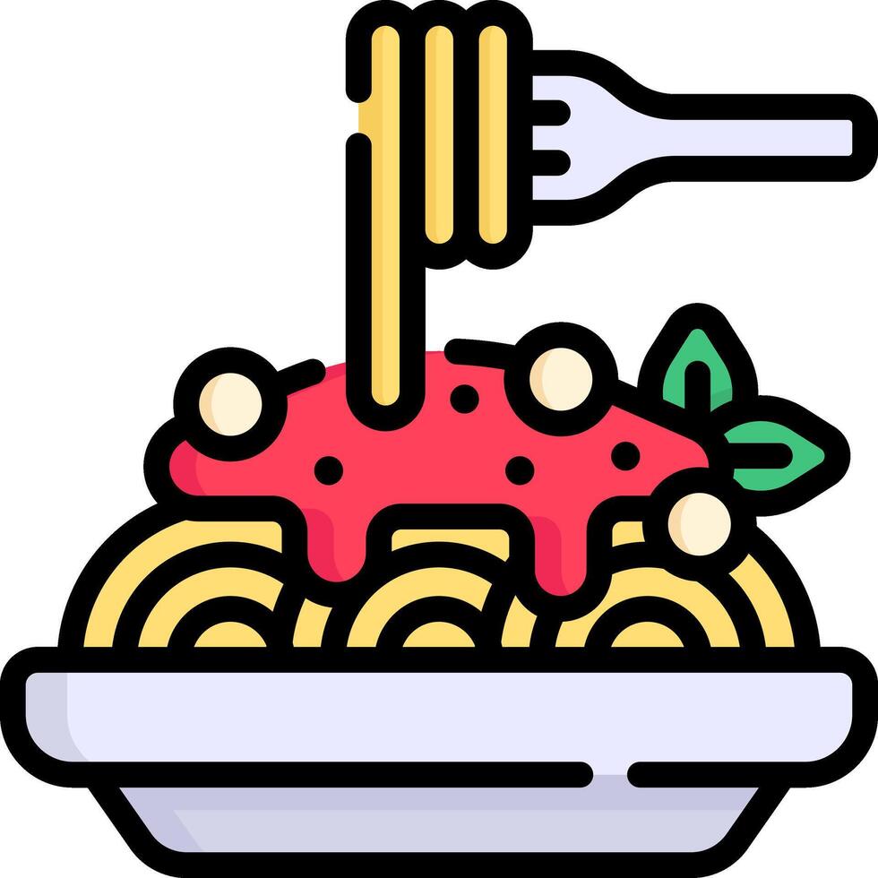 A plate with spaghetti and sauce on it vector