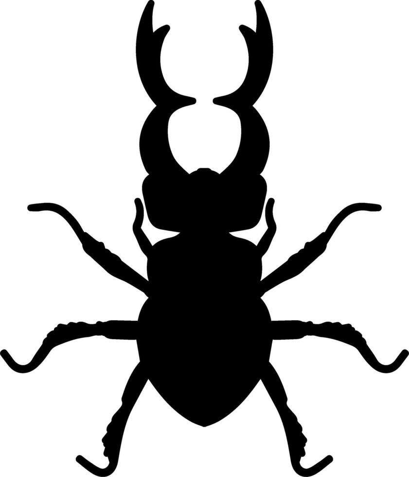 A black and white silhouette of a bug vector