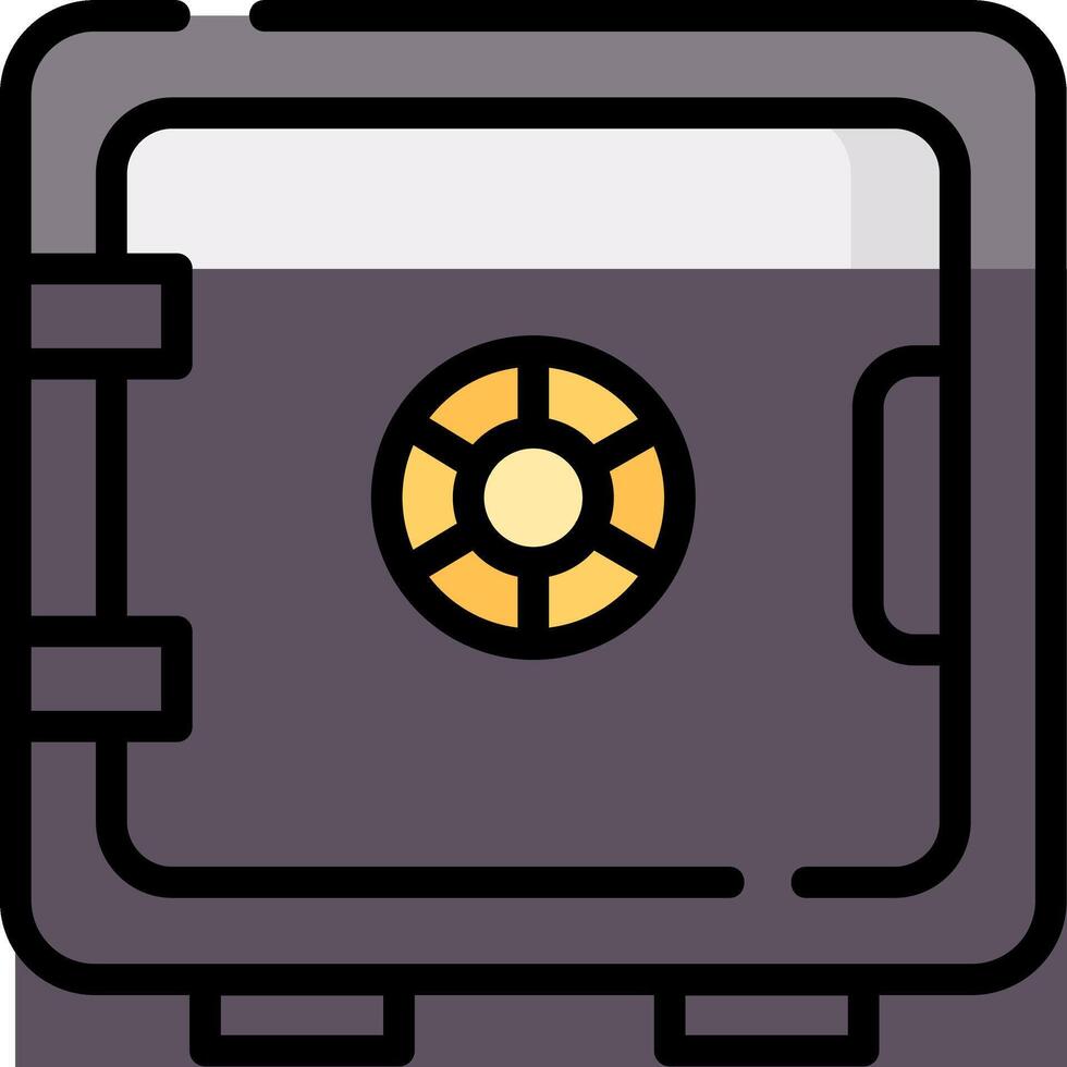 A black and white safe box with a yellow key vector