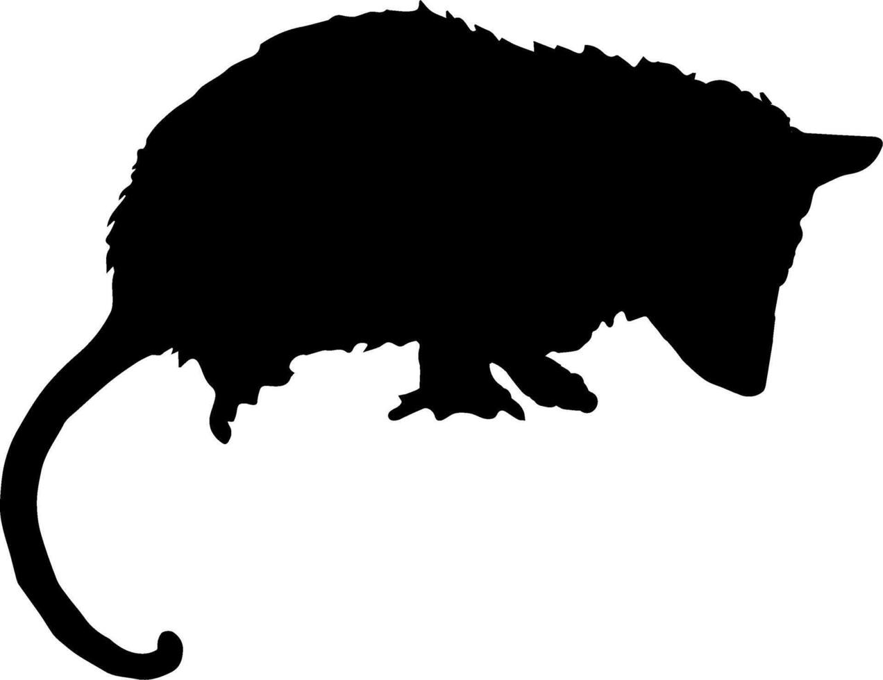 A black and white silhouette of a rat vector