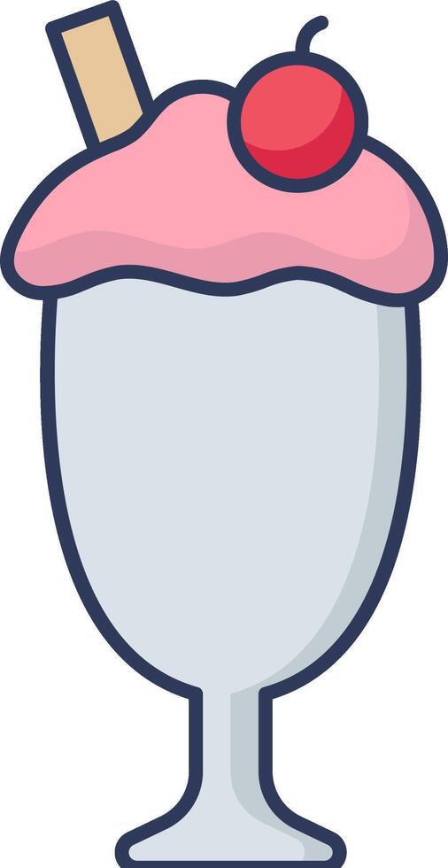 Ice cream sundae with cherry on top vector