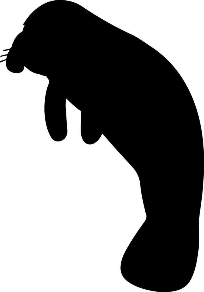 A black silhouette of a manatee vector