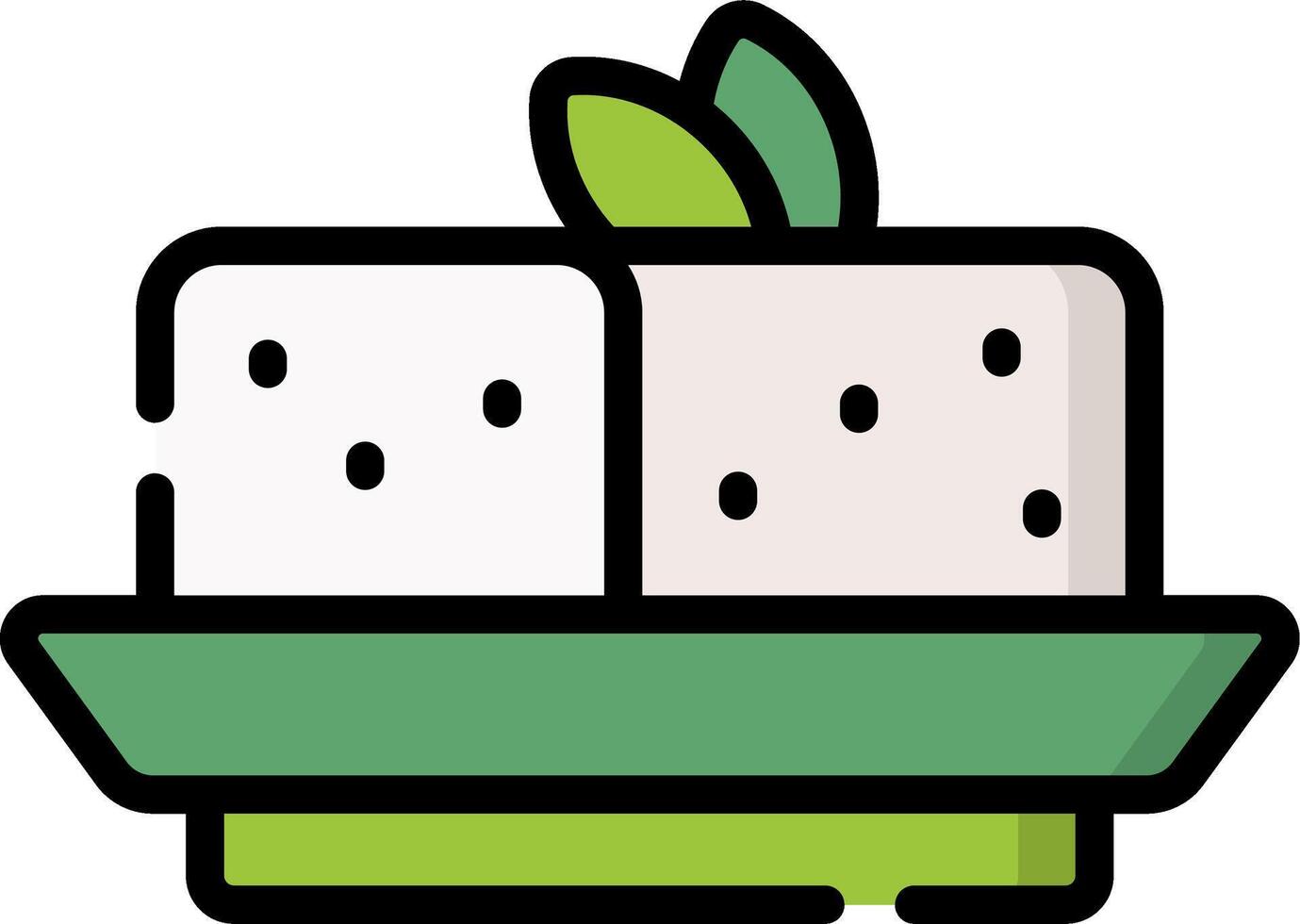A green bowl with two cubes of ice cream vector
