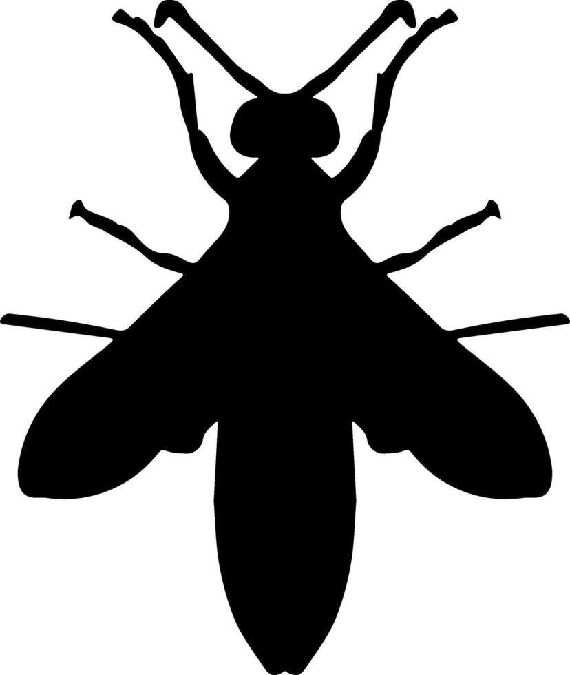 A black and white silhouette of a bee vector