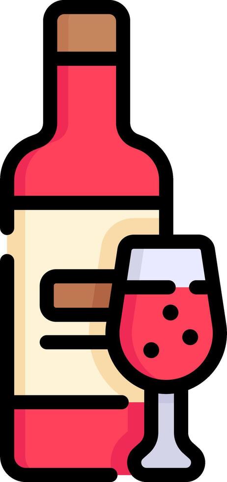 A bottle of wine and a glass of wine vector