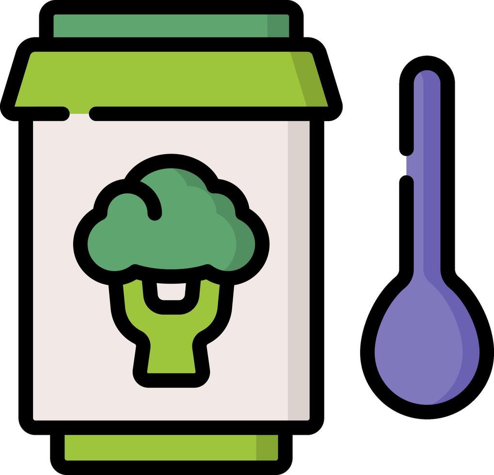 A jar with broccoli and a spoon vector