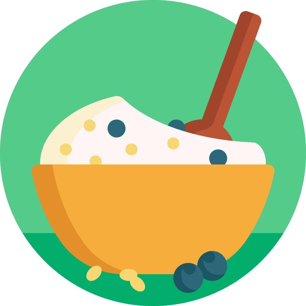 A bowl of ice cream with blueberries in it vector