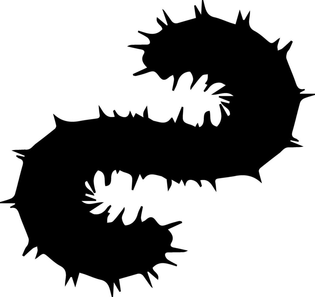 A black and white illustration of a worm vector