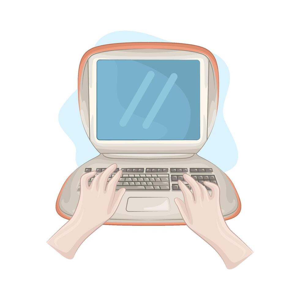 illustration of typing on a laptop vector