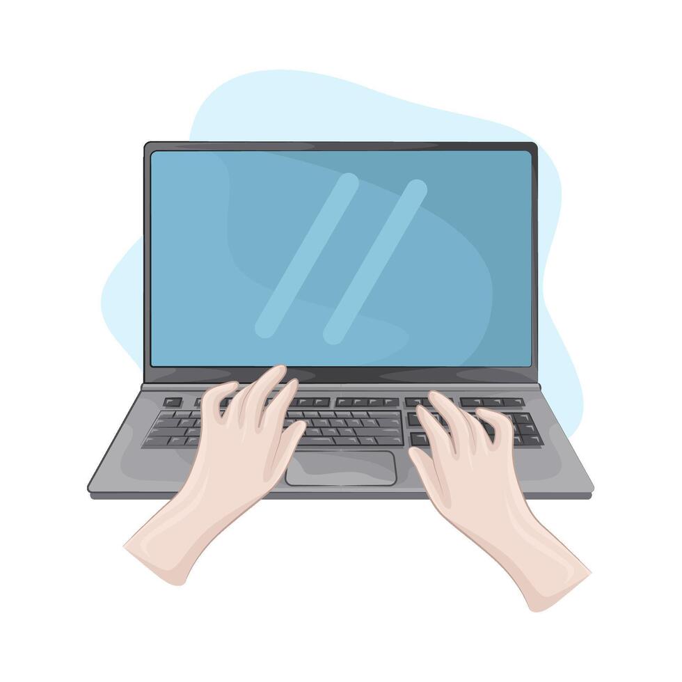 typing on a laptop vector
