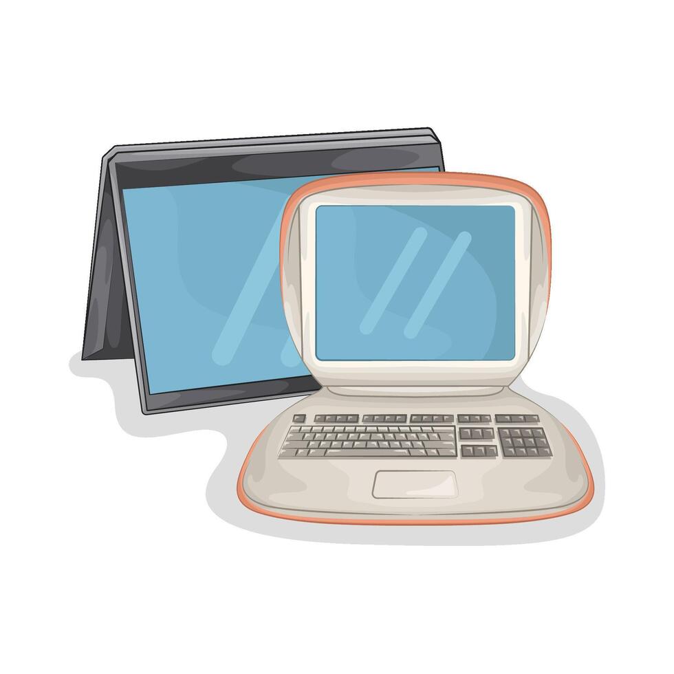laptop with tablet vector