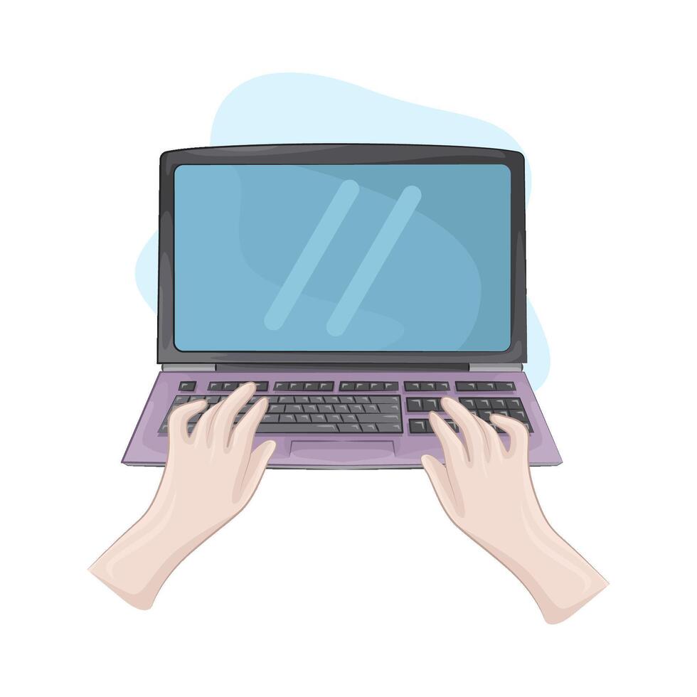 typing on a laptop illustration vector