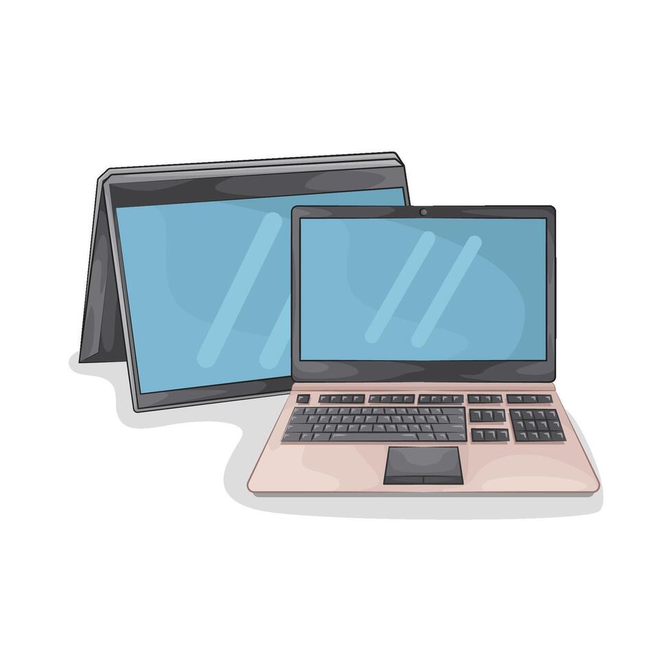 illustration of laptop and tablet vector
