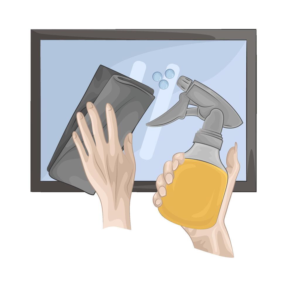 illustration of spray bottle and wipe vector