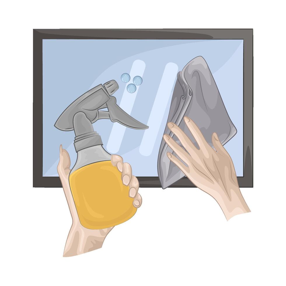 wipe and spray bottle vector