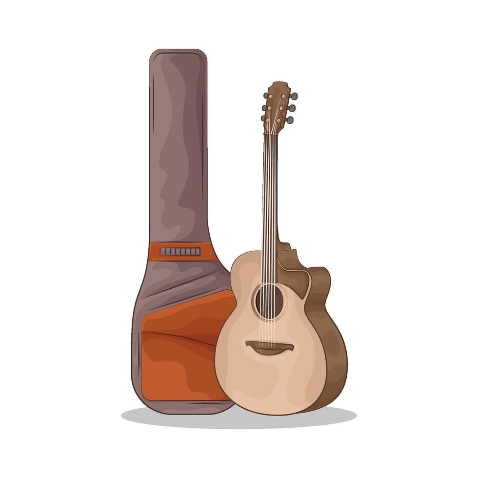 guitar with guitar case vector