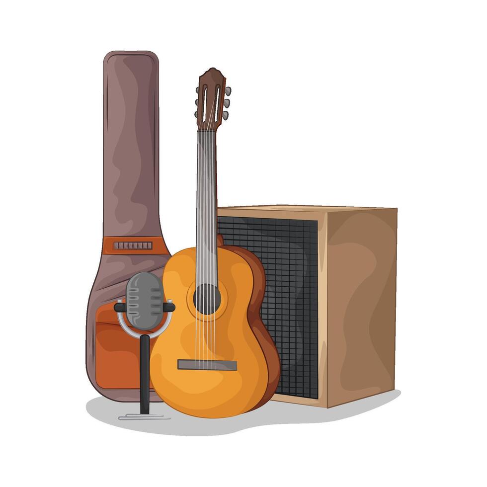 amplifier with guitar illustration vector
