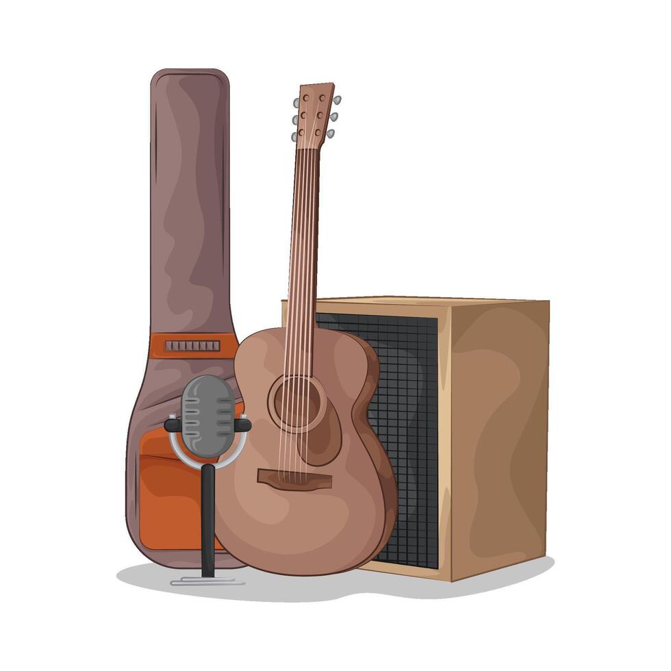 illustration of amplifier with guitar vector