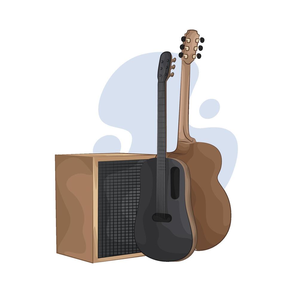 guitar with amplifier illustration vector