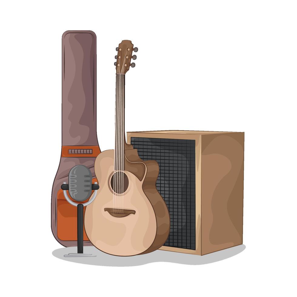 mic and guitar vector