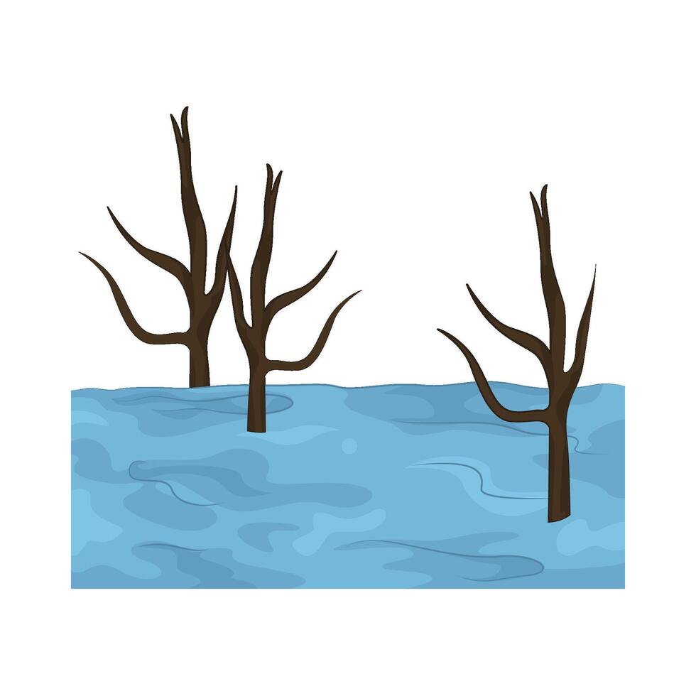 trees affected by flooding illustration vector
