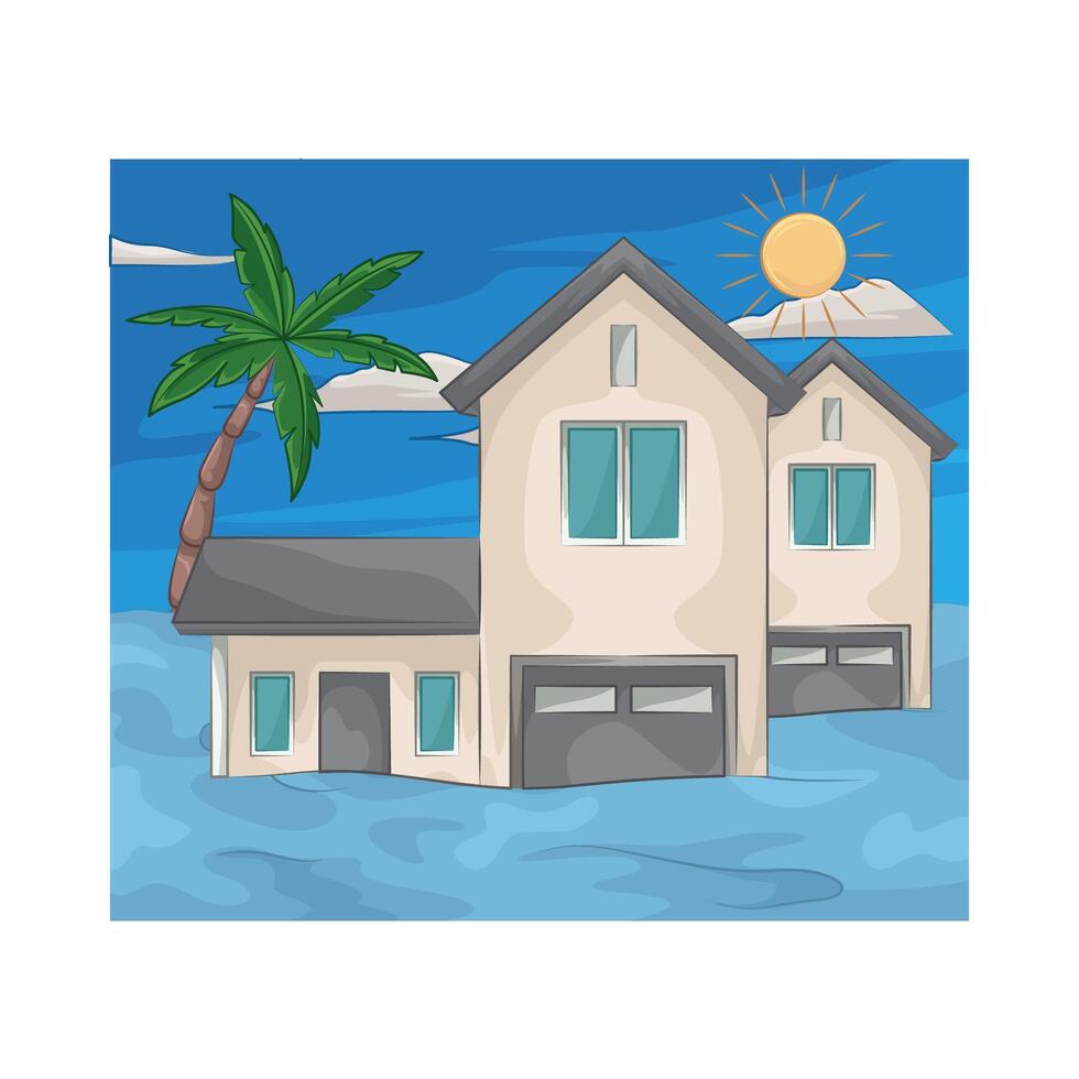 the house was flooded vector
