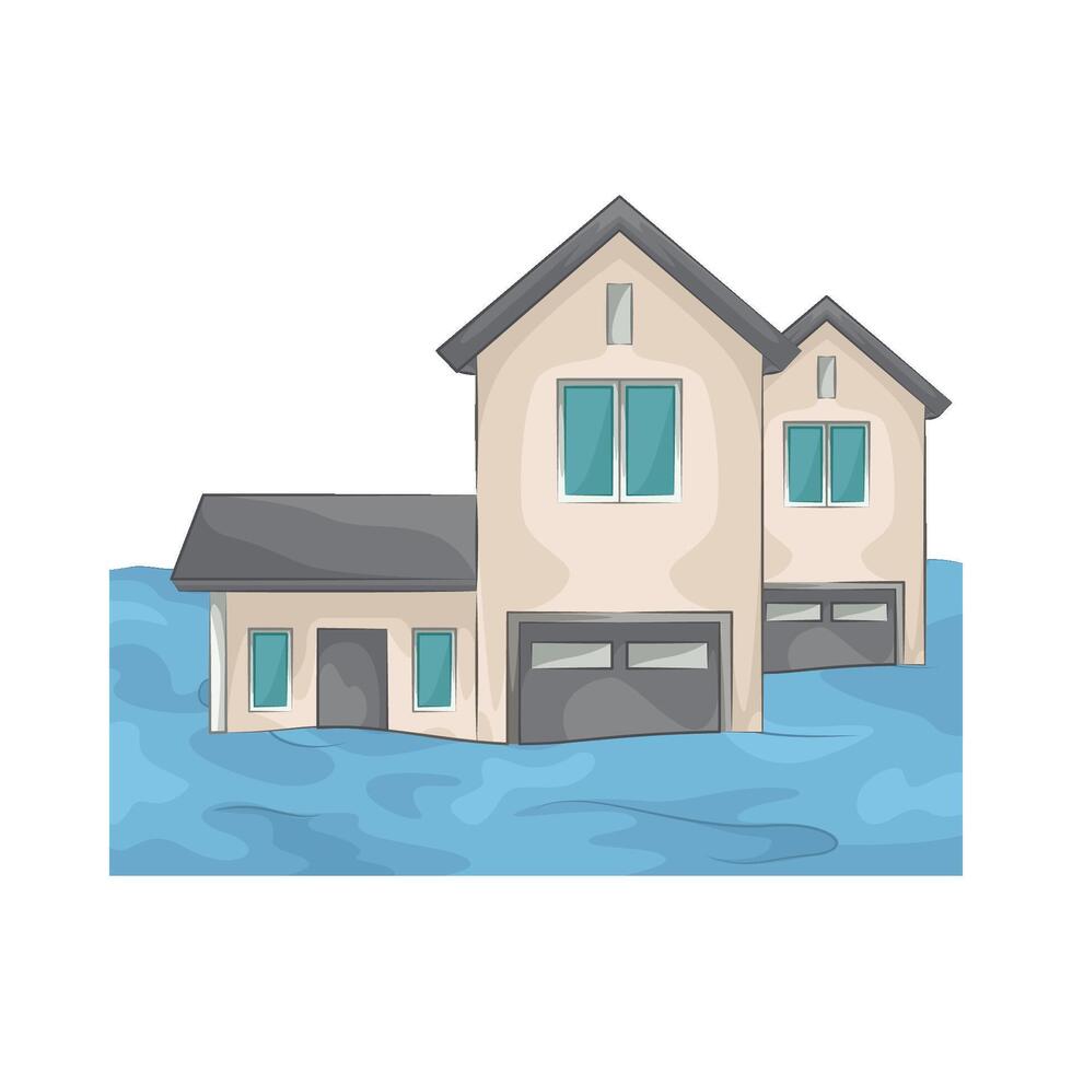 the house was flooded illustration vector