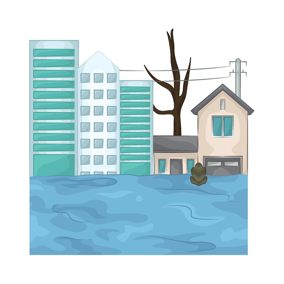 illustration of housing was flooded vector