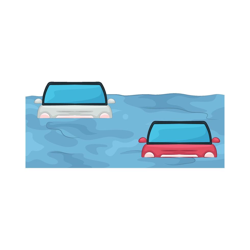 flood drowns cars vector