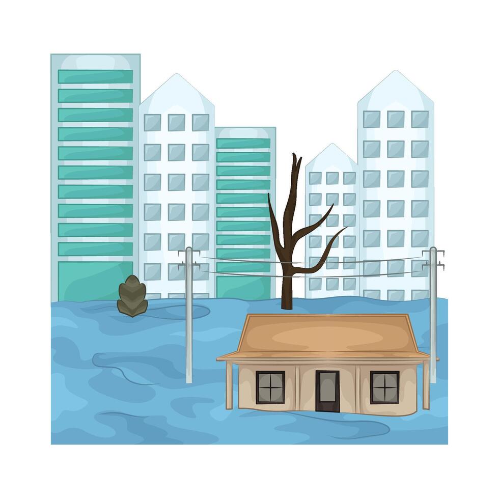 illustration of Flooding and infrastructure damage vector