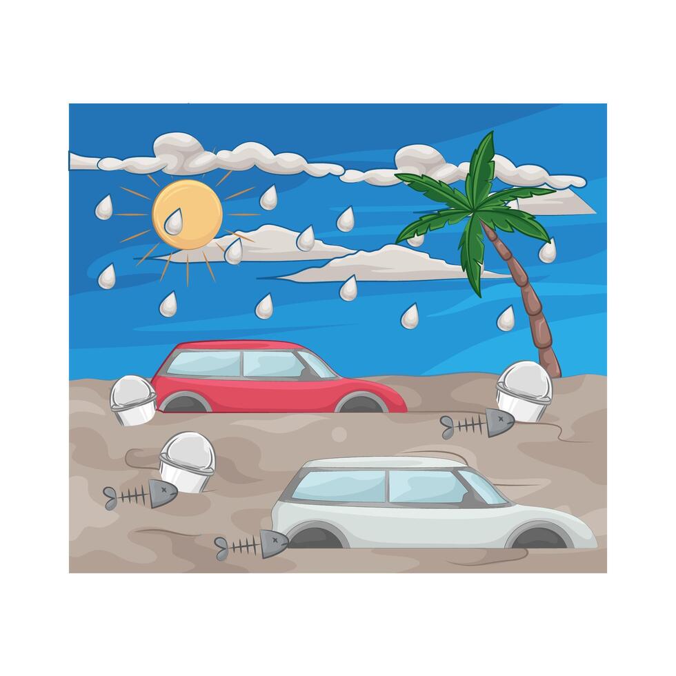Flooding in the rainy season vector