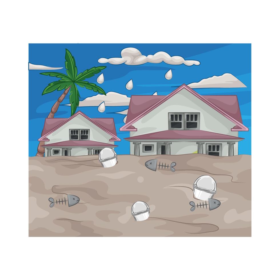 floods bring a lot of rubbish vector