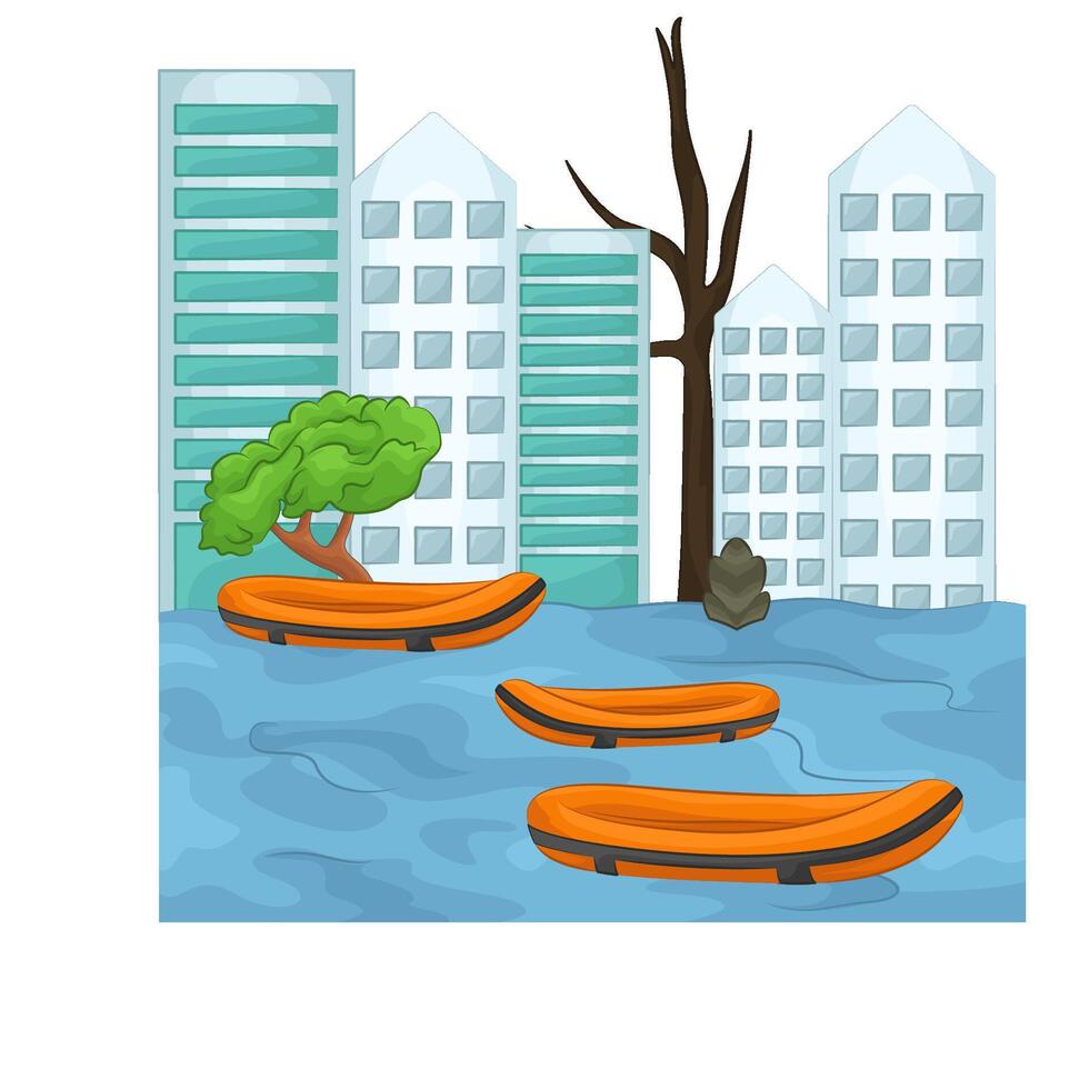 illustration of the building was flooded vector
