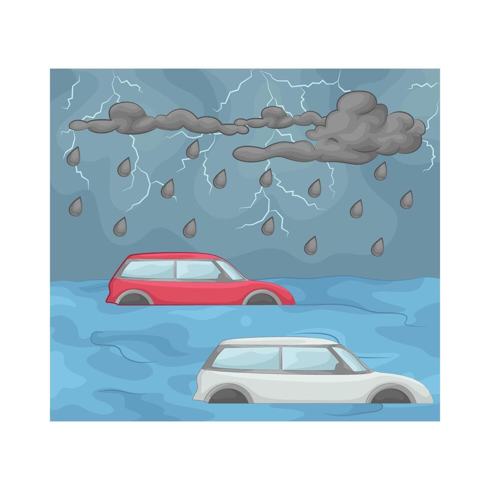 Rainstorms cause flooding vector