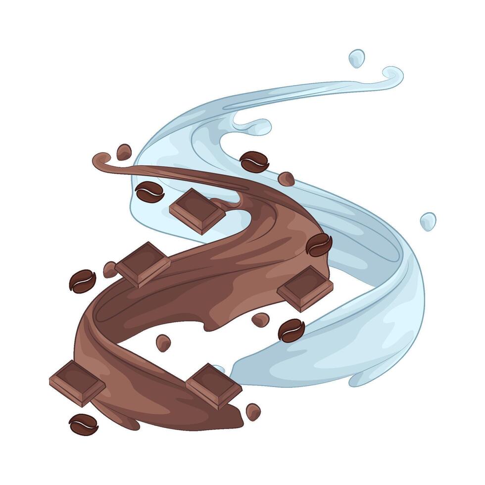 splash of fresh milk and chocolate illustration vector