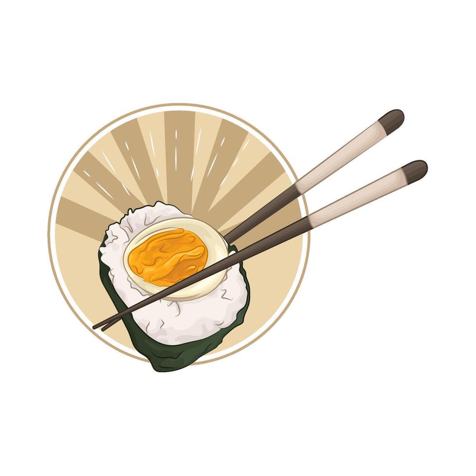 illustration of half egg onigiri vector