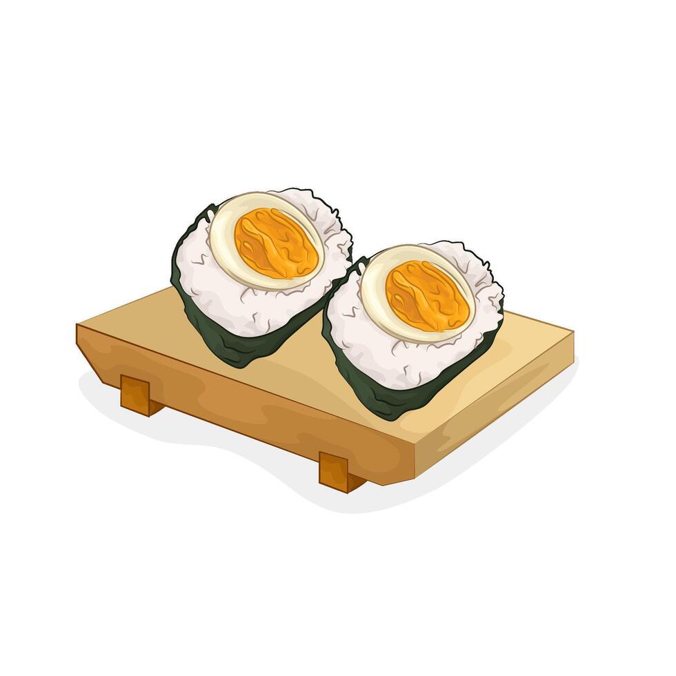 half egg onigiri illustration vector