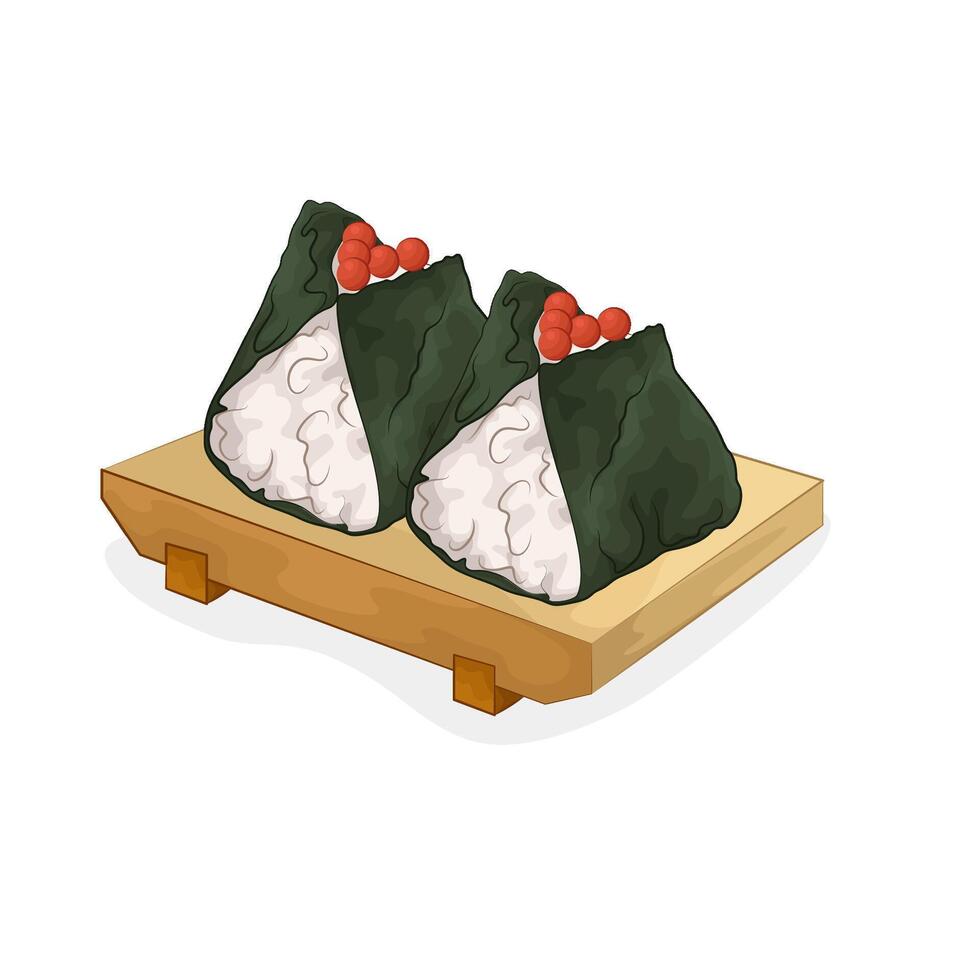 delicious salmon roe onigiri vector
