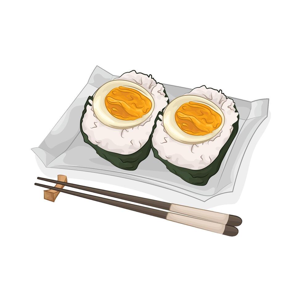 fresh egg onigiri vector