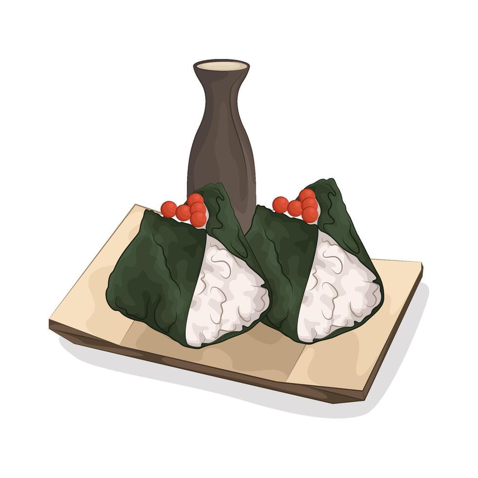 illustration of delicious salmon roe onigiri vector